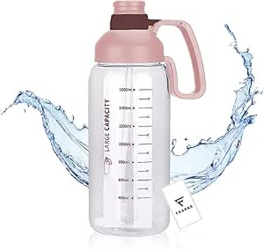 FAARAS Water Bottle 2000ML - Durable, Leak-Proof &amp; Fall-Proof, One-Hand Operation, Waterproof &amp; Dustproof, Fitness, Hiking, Camping, Gym, and Outdoor Activities - Stylish Hydration Gift (Pink)