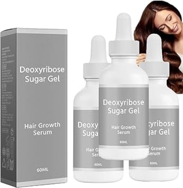 Deoxyribose Sugar Gel Hair Growth- 60ml, Deoxyribose Hair Growth Serum, 2-Deoxy-D-Ribose Sugar Gel for Hairs Loss, Strengthen Hairs Roots for Men and Women (3Pcs)