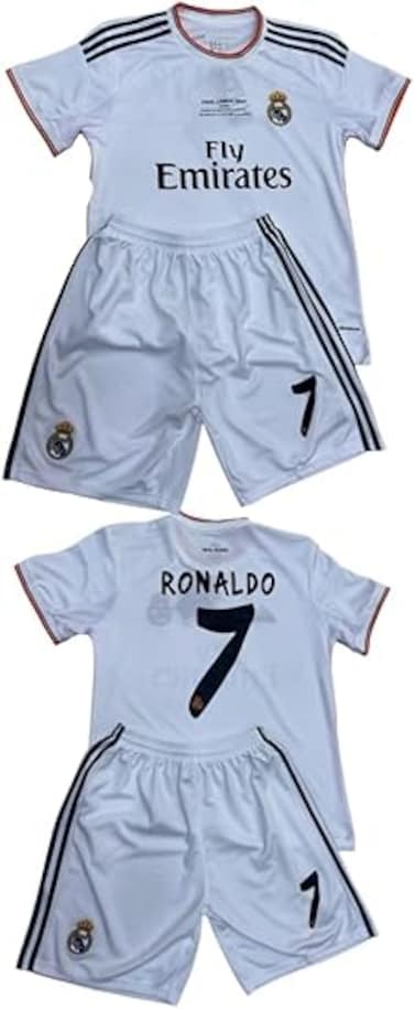 Ronaldo/Madrid/Real Retro Classic Realmadrids CR#7 Soccer Uniform, Top and Bottom Set, Kids, Adult Uniform, Number7, Summer Clothing, Short Sleeve Students,Fan jersey