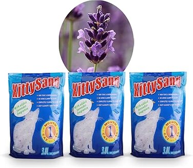 Sand 100% Natural, Lavender Scented Silica Crystal Premium Quality Cat Litter 3.8L - Pack of 3