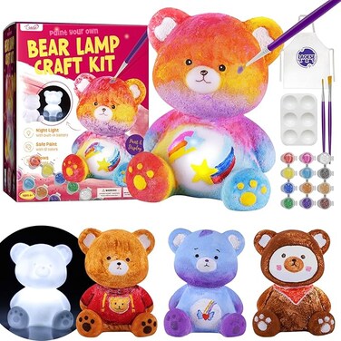 Paint Your Own Bear Lamp Kit, Art Supplies Arts &amp; Crafts Kit, Painting kit for Kids 6-12, Arts and Crafts for Kids Ages 8-12, Toys Girls Boy Birthday Gift Ages 3 4 5 6 7 8 9 10 11 12+