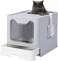 PETPASS Large Foldable Cat Litter Box Pan with Lid, Cat Potty,Top Entry Type Anti-Splashing Cat Supplies with Pet Plastic Scoop - Grey