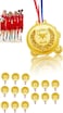 18 Plastic Gold Olympic Medals for Awards, Champion Medal Perfect for Sports, Soccer, Gymnastics, Competitions, and Parties, Ideal Awards for Kids and Adults, for Birthday Party Favors