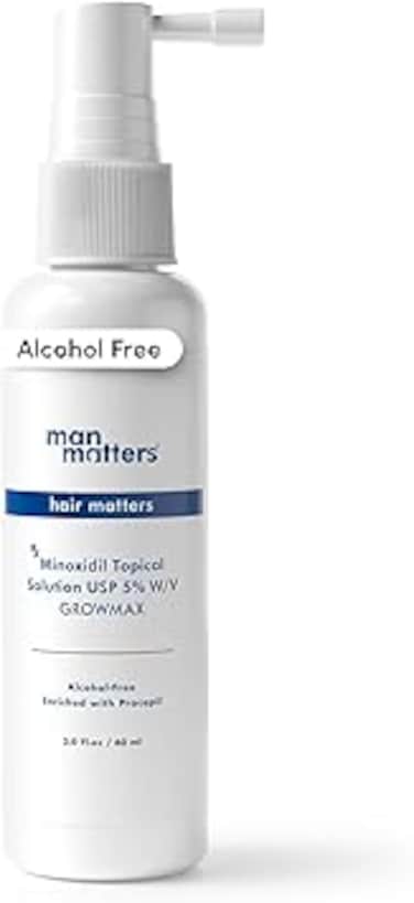 Man Matters Minoxidil for Men, 5% Hair Growth Serum Solution I Prevents Hair Loss, Thinning I Reactive Hair Follicles &amp; Hair Growth I Alcohol Free I Non-Sticky I Unscented I All hair Type I 60 ml