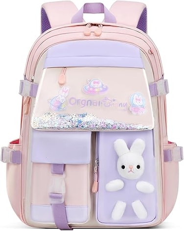 Bunny Sequin Kids Girls Backpack Elementary Students Book Bag Primary School Bag for Teens ﻿