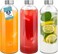 Premify Clear Glass Bottles with Lids 32oz /1L&ndash; 3 Pack Empty Reusable Glass Water Bottles, Stainless Steel Lids, for Hot &amp; Cold Drinks, Juice &amp; Tea &ndash; Beverage, Milk &amp; Smoothie