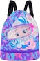 Drawstring Bag, Swim Bag Waterproof Backpack Swim Bags for Swimmers Kids Swim Beach Bag Pull String Cinch Bag Girls Mermaid Cartoon Printed Cute Sport Backpack with Dry-wet Separate