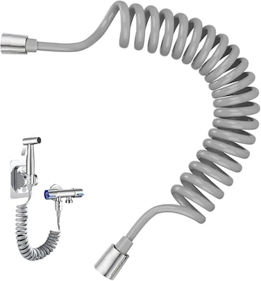 2M Spring Flexible Shower Hose,PU Telescopic Shower Hose Spiral Shower Head Replacement Hose for Toilet Faucet/Bidet Sprayer Telephone Wire Design