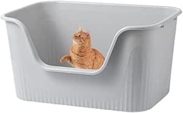 SLEEPHEAD&reg;Extra Cat Large Litter Box with High Sides,Anti-Splashing Litter Box,Tool-Free Assembly,Multi Cat Litter Box,Jumbo Litter Box for Easier Cleaning &amp; Superior Hygiene. （64 * 45 *33cm）(Grey)