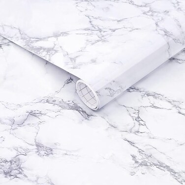 Marble Contact Paper, Self Adhesive Wallpaper Waterproof Gloss PVC Vinyl, Oil Proof,Marble Vinyl Paper for Furniture Cover Surface,Countertop,Kitchen,Shelf Liner（43x254cm）