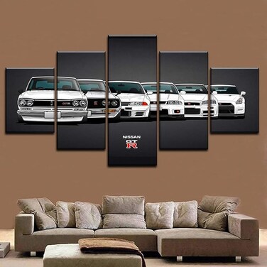 FJNS Canvas Painting HD Print Modular Artwork Modern 5 Pieces Nissa Skyline Gtr Car Pictures Home Decorative Wall Art Unique Poster,B,40x60x240x80x240x100x1