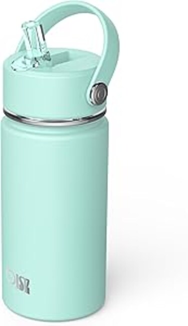 OISIZ 14oz Kids Water Bottle with Straw Lid, Vacuum Insulated 316 Stainless Steel Bottles for Kids for School, Leakproof, Easy to Clean