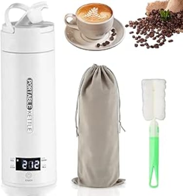 Necomi Portable Electric Kettle for Travel, 500ML Water Boiler Tea Kettle with 4 Variable Presets, 316 Stainless Steel, Auto Shut Off &amp; Boil Dry Protection, for Coffee Milk Tea