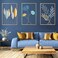 MIXUEBINCE Gold Metal Wall Decor, Golden Leaf Wall Hanging Home Decor with Frame, Wall Art Decoration Sculpture for Living Room, Bedroom, Office, Hotel Decor (Set of Three)