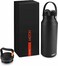 MILTON 1180ml Vacuum Insulated Water Bottle with Straw Lid - 2 lids included, Keeps Drinks Hot and Cold, 18/8 Stainless Steel, Double-Walled Flask with Inner Copper Coating - Sports - Ultrasip - Black
