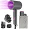 Oxsaytee 2400W Hair Blow Dryer with Diffuser, Foldable Mini Travel Hair Dryer, Ionic Hair Dryer With Storage Bag Bow Dryer for Curly Hair Fast Drying For Home Salon Travel (Grey)