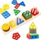 Wooden Sorting &amp; Stacking Toys, Shape Color Recognition Geometric Blocks Matching Puzzle with Lacing String, Educational Preschool Learning Board Game Gift for Babies - mutli color