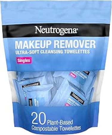 Neutrogena Facial Cleansing Towelette Singles, Daily Face Wipes to Remove Dirt, Oil, Makeup &amp; Waterproof Mascara, Gentle, Alcohol-Free, Individually Wrapped, 20 Count