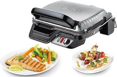 Tefal GC3060 3-in-1 Contact Grill, with Overbaking Function, Double Grill Surface When Opened as Table Grill/BBQ, Sandwich, Steak, Panini, Adjustable Thermostat, Non-Stick Coating, Grey