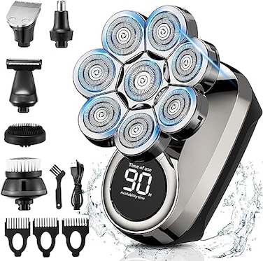 NEXT BEAUTY Head Shavers for Men, 8D Upgraded 6-in-1 Head Shaver for Bald Men, Waterproof Wet/Dry Electric Shaver Razor Beard Grooming Kit for Men