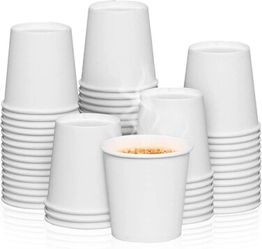 White Paper Cups- Available in 7oz, 8oz, 12oz, 16oz- Small Disposable Espresso, Qahwa, Bathroom, Mouthwash Cups