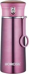 BOROSIL Double Wall Copper Coated Inner Vacuum Insulated Travelease Flask  Water Bottle Thermos Sports Bottle Yoga Bottle Portable Office Outdoor Reusable Leak Proof PURPLE, 420 ML, BT420PE102