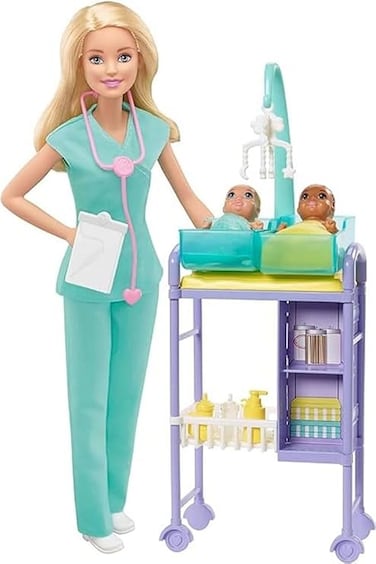 Barbie Baby Doctor Playset with Blonde Doll, 2 Infant Dolls, Toy Pieces