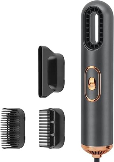 TERRIFI Hair Dryer with Comb Compact Ionic Blowdryer Portable Travel Blow Dryer Thermostatic Quick Dry Hot and Cold Temperature 3 Wind Speed Adjustable (Grey)