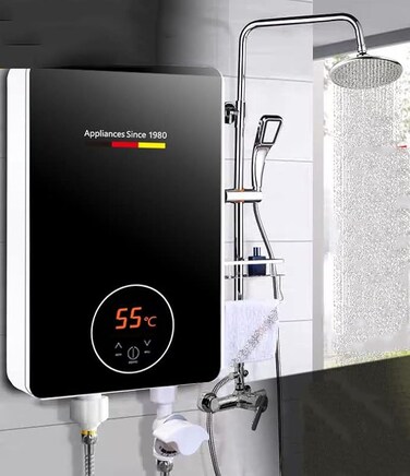 Instant Electric Water Heater, 6kW Tankless Water Heater for Kitchen Bathroom with Self Modulating Technology, Outlet Temperature Display