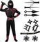 Creations Boys Ninja Deluxe Costume for Kids with Ninja Daggers and Throwing Stars (S 5-7)