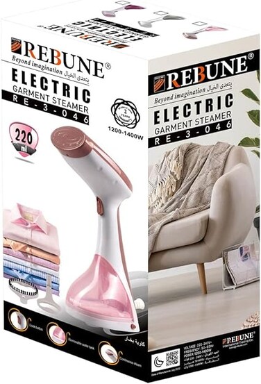 REBUNE RE-3-046 Steamer Iron Household Electric Handheld Garment Steamer Cleaner 1400-Watt Fast Heat Up in 30s, Portable Steamer,Hand Held Steamers for Fabric Steamer