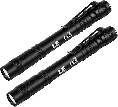 Flashlight, Torch Light Mini, Pen Flashlight LED, Waterproof Pocket Torch with Clip, AAA Battery Powered [Not included], Compact Bright LED Penlight for Inspection, Work, Repair, Pack of 2