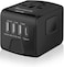 SAUNORCH Universal International Travel Power Adapter W/High Speed 2.4A USB-A, 3.0A USB-C Wall Charger, European Adapter, Worldwide AC Outlet Plugs Adapters for Europe, UK, US, AU, Asia-Black