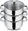 Stainless Steel 3 Tier Steamer with Glass Lid -20 cm (Induction Friendly)