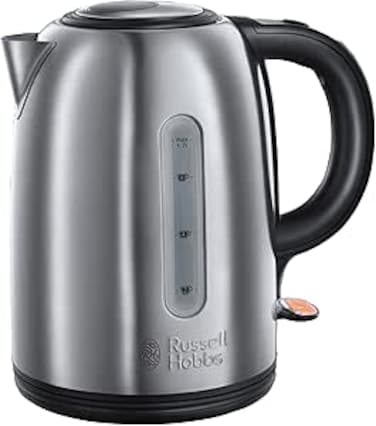 Russell Hobbs (20441) Snowdon Kettle - 1.7L, 3000W, Stainless Steel, Rapid Boil, Perfect Pour, Auto Shut-Off, Cordless, 1-Year Warranty, Silver