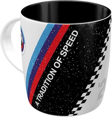 Retro Coffee Mug 330ml BMW Motorsport - Tradition of Speed - Gift Idea for BMW Accessories Fans Original Licensed Product (OLP) Ceramic Mug for Coffee Vintage Design