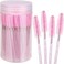 Elisel 100pcs Disposable Mascara Brushes with Container, Mascara Wands Makeup Brushes Applicators Kits for Eyelash Extensions and Eyebrow Brush (Crystal Pink)
