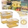 GoodsTJ 4 Piece Food Storage Container Set with Date Display Labels Airtight Refrigerator Organizer for Kitchen Fridge, Fruit, Vegetable &amp; Eggs (Large Set, Yellow)