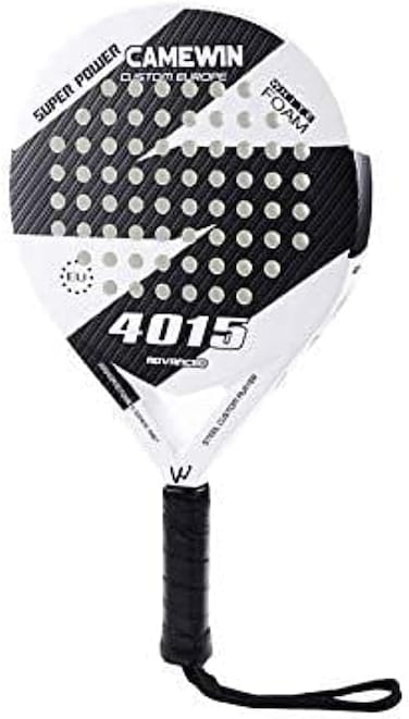 Padel Tennis Racket Carbon Fiber Diamond Shape with Bag Included - White and Black, One Size