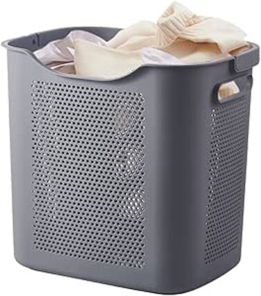 Homarket Laundry Basket bag Large Dirty Clothes Basket laundry hamper with handles 45L Toys Storage Bucket Durable, Water Resistant (Dark Grey)