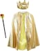 Kids King Costume Set for Boys &amp; Girls, Ricjurzzty King Crown, King Cape,Scepter, King Dress up Accessories for Boys (Gold)