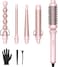 Wavytalk 5 in 1 Curling Iron,Curling Wand Set with Curling Brush and 4 Interchangeable Ceramic Curling Wand(0.5&rdquo;-1.25&rdquo;),Instant Heat Up,Include Heat Protective Glove &amp; 2 Clips (Pink)