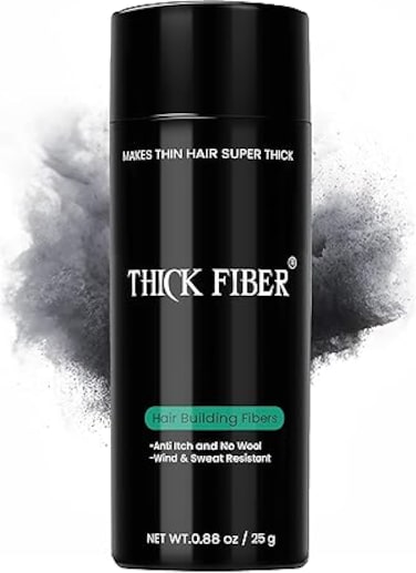 THICK FIBER - Hair Fibers for Thinning Hair (Black) 25g Bottle, Hair Loss concealer for Men &amp; Women