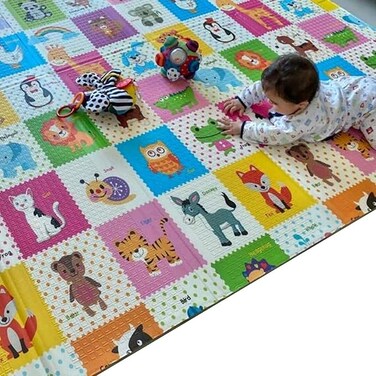 play mat   floor mat   baby play mat   playmat   200 * 180 * 1.5 CM   Extra Thickness (Garden/Animals)