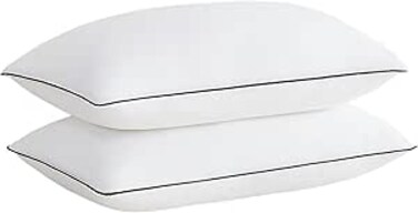 . Cooling Bed Pillows for Sleeping, Luxury Hotel Quality 3D Microfiber Filling with Breathable Cover for Side Back and Stomach Sleepers, Reduces Neck Pain, Queen (Pack of 2), Black 2 Count