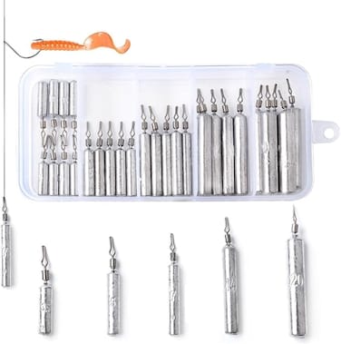 28 PCS Fishing Weights Sinkers, Sinker Drop Kit Rig Wacky Hooks Offset Hooks Tackle Tungsten Split Shot Bobbers Lead Shot Saltwater Pinewood Derby Blackfish Salmon Gear