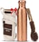 Handcrafted Hammered-100% Ayurvedic Copper Water Bottle with Cleaning Brush and Canvas Bag   Lab-Tested, Leak-Proof Bottle