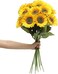 Laelfe 6PCS Artificial Sunflower Flowers Long Stem Silk Fake Sunflowers Decoration for Outdoor Home Wedding Birthday Party Single Bulk Yellow (Dark Center)