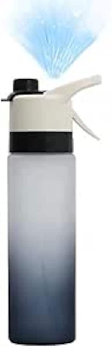KASTWAVE Mist Spray Water Bottle, 650ml Sports Water Bottle Reusable Fitness Water Jug Multifunctional Spray Water Cup with Mist Hydration (Black)