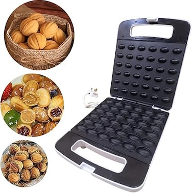 Generic 36 PCS Walnut Cookie Maker,1400W Double Side Heating, Non-Stick Electric Nut, Walnut, Cake &amp; Biscuits Maker, Mini Nut Breakfast Machine, Baking Tool for Home Kitchen, [IK81], NT-190NM